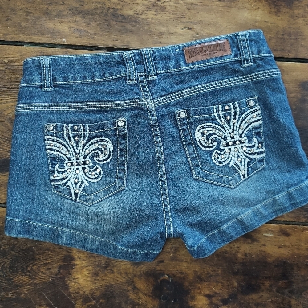 Embellished Free Culture Denim Blue Jean Shorts